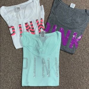3 Victoria secret pink tops